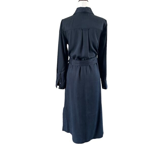 Banana Republic Long Sleeve Tencel Midi Length Shirt Dress in Black Size XS - Picture 5 of 10